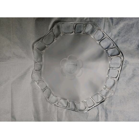 Beautiful Vintage Duncan Miller Frosted Glass Platter 14" & Bowl 11" Round - Picture 6 of 12